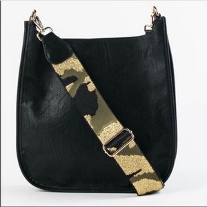 Ah Dorned Vegan Mini Crossbody Messenger Bag with Adjustable Camo Guitar Strap